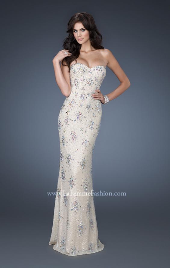 Picture of: Sequined Prom Gown with Iridescent Stone Detailing in Ivory, Style: 18583, Main Picture