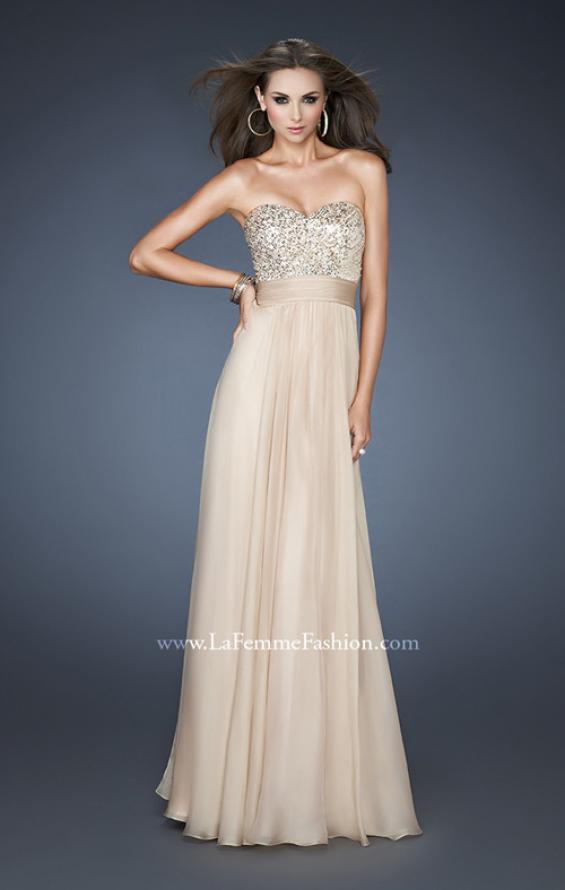 Picture of: Strapless Empire Chiffon Gown with Ruched Sequin Pattern in Nude, Style: 18584, Main Picture