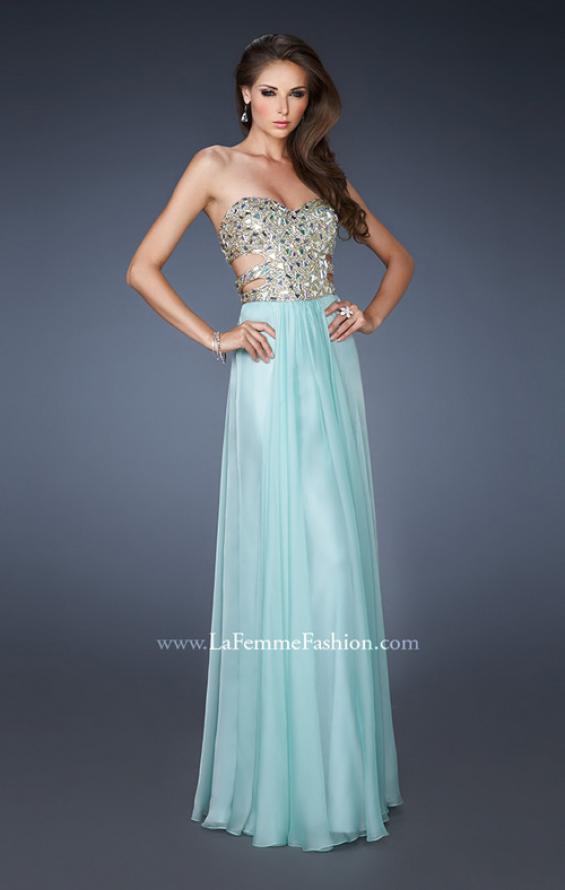 Picture of: Stone Embellished Prom Dress with Sequins and Cut Outs in Blue, Style: 18602, Detail Picture 1