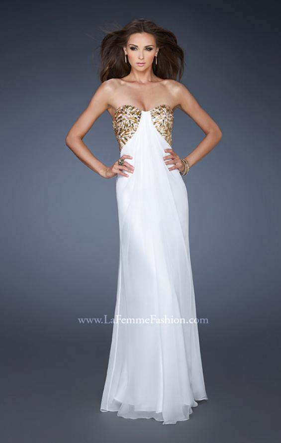 Picture of: Strapless Sweetheart Prom Dress with Front Slit and Beads in White, Style: 18617, Main Picture