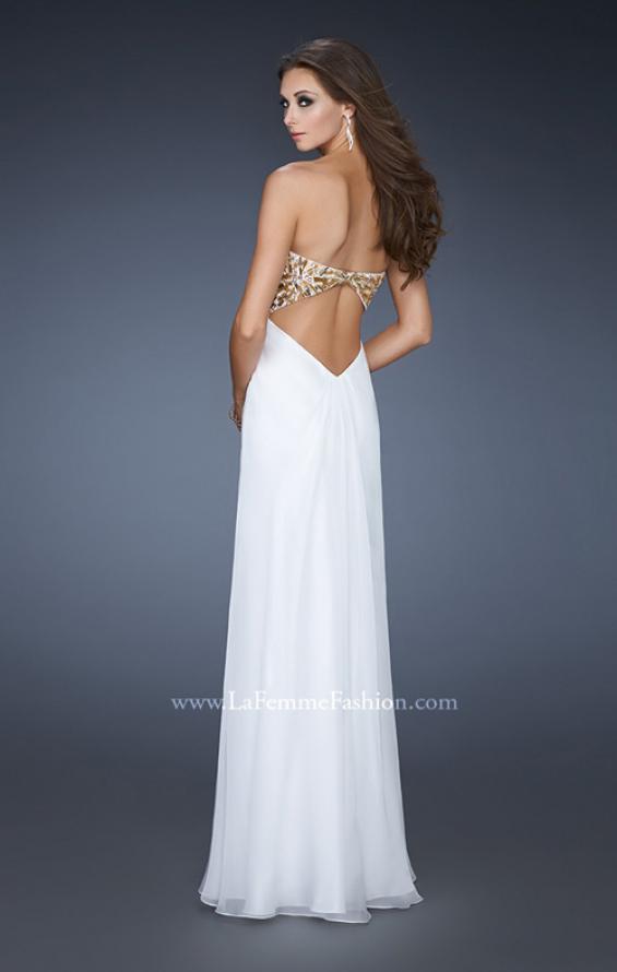 Picture of: Strapless Sweetheart Prom Dress with Front Slit and Beads in White, Style: 18617, Back Picture