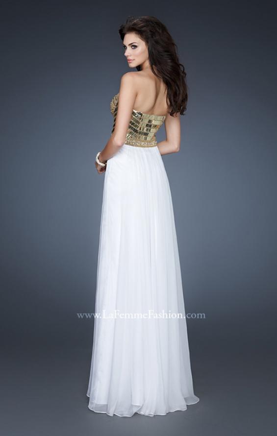 Picture of: Beaded Bodice Long Prom Dress with Sweetheart Neck in White, Style: 18626, Back Picture