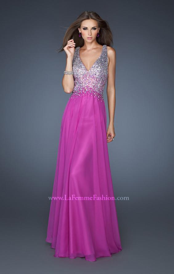 Picture of: V Neck Long Prom Dress with Fully Embellished Bodice in Purple, Style: 18631, Main Picture
