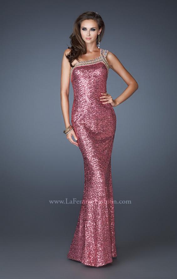 Picture of: All Over Sequin Dress with Beaded Straps and Low Back in Pink, Style: 18638, Main Picture