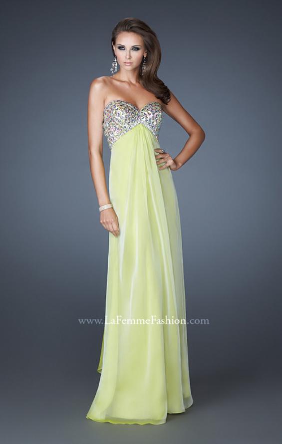 Picture of: Empire Waist Chiffon Dress with Beaded Bodice in Green, Style: 18695, Detail Picture 2