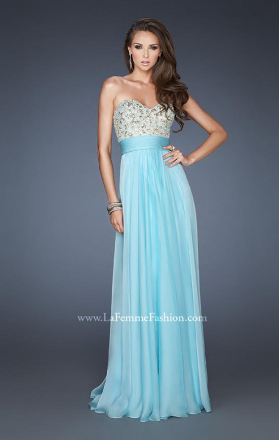 Picture of: A-line Prom Dress with Embroidered and Beaded Bodice in Blue, Style: 18704, Main Picture