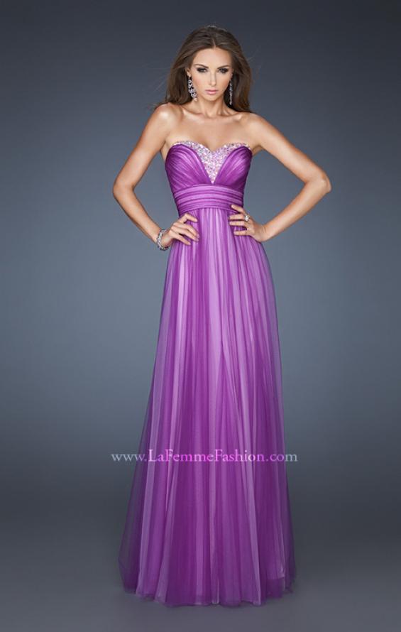 Picture of: Two Tone Empire Waist Net Gown with Sweetheart Neckline in Purple, Style: 18746, Main Picture