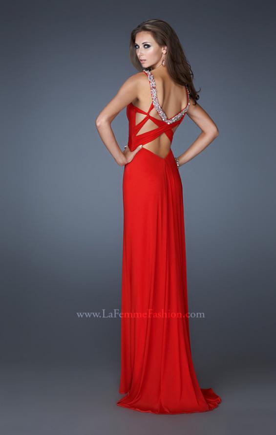 Picture of: V Neckline Long Prom Dress with Beaded Straps in Red, Style: 18825, Main Picture