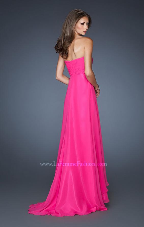 Picture of: Long Prom Dress with Rhinestones and Layered Skirt in Pink, Style: 18856, Back Picture