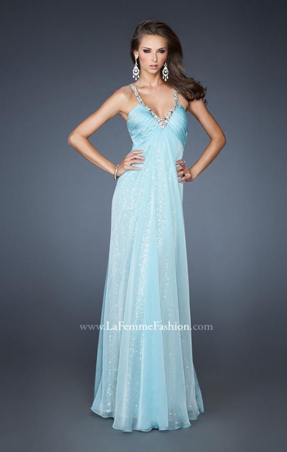 Picture of: Long Sequin Prom Dress with Chiffon Overlay in Blue, Style: 18896, Main Picture
