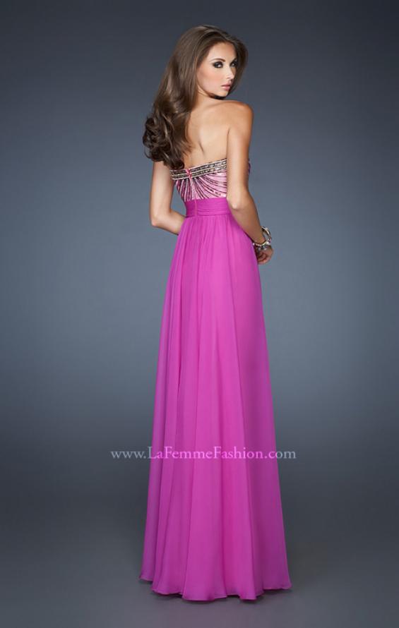 Picture of: Long Chiffon Prom Dress with Embellished Bodice in Pink, Style: 18897, Back Picture