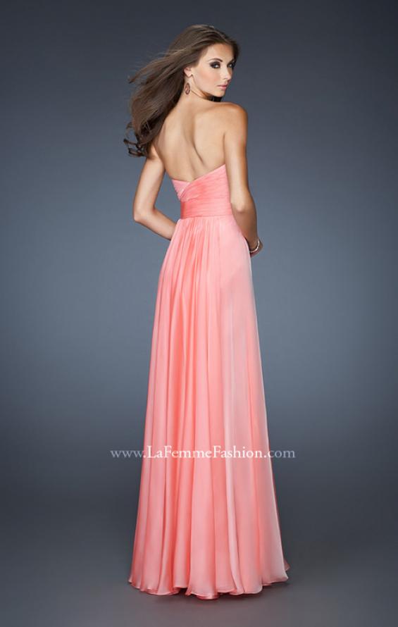 Picture of: Long Strapless Chiffon Prom Dress with Beaded Trim in Orange, Style: 18899, Back Picture