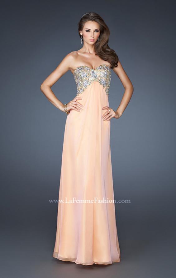 Picture of: Strapless Long Chiffon Prom Dress with Embellished Bodice in Orange, Style: 18942, Main Picture
