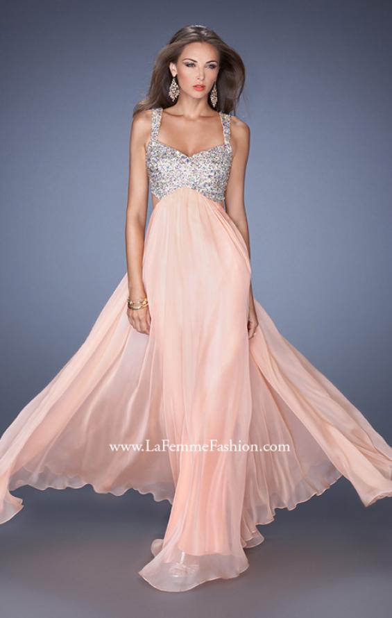 Picture of: Long Chiffon Prom Dress with Sequin Bra in Orange, Style: 18989, Main Picture