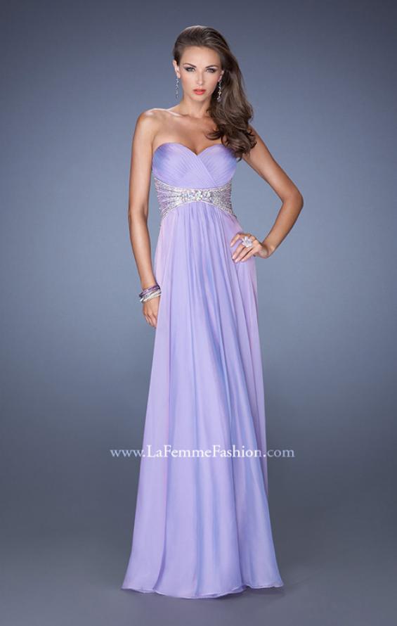 Picture of: Strapless Long Chiffon Prom Dress with Embellished Waist in Purple, Style: 19123, Detail Picture 2