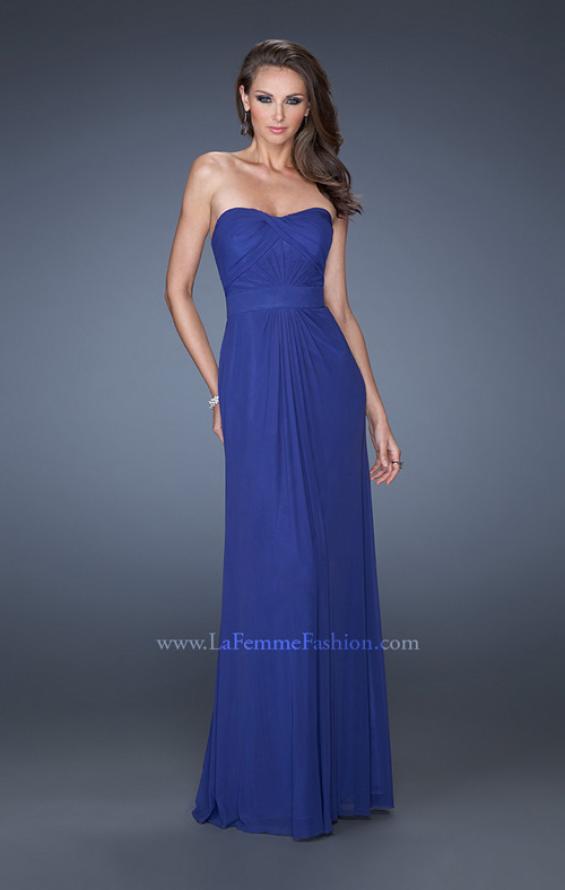Picture of: Long Strapless Dress with an Intricately Pleated Bodice in Blue, Style: 19155, Main Picture