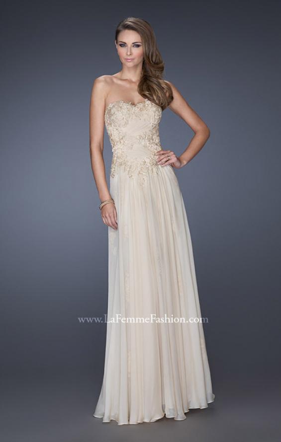 Picture of: Long Strapless A-line Dress with Lace Bodice in Nude, Style: 19175, Main Picture