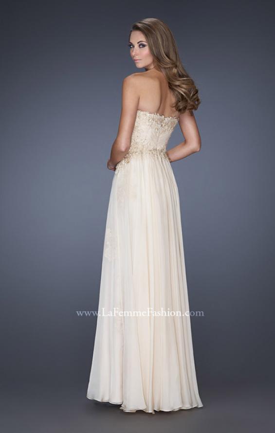 Picture of: Long Strapless A-line Dress with Lace Bodice in Nude, Style: 19175, Back Picture