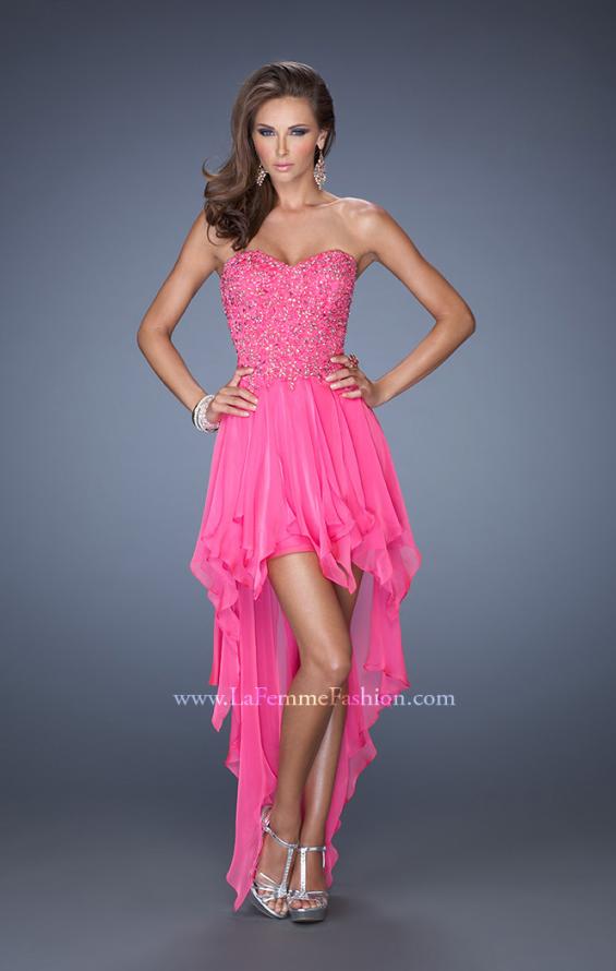 Picture of: High Low Strapless Prom Dress with Embellished Bodice in Pink, Style: 19359, Main Picture