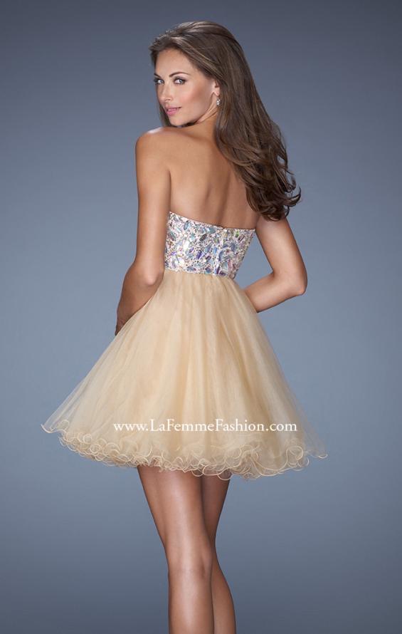 Picture of: Short Strapless A-line Prom Dress with Embellished Bodice in Nude, Style: 19373, Back Picture