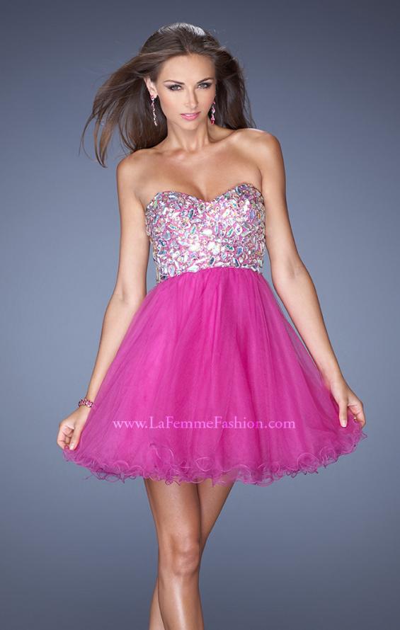 Picture of: Short Strapless A-line Prom Dress with Embellished Bodice in Pink, Style: 19373, Detail Picture 2