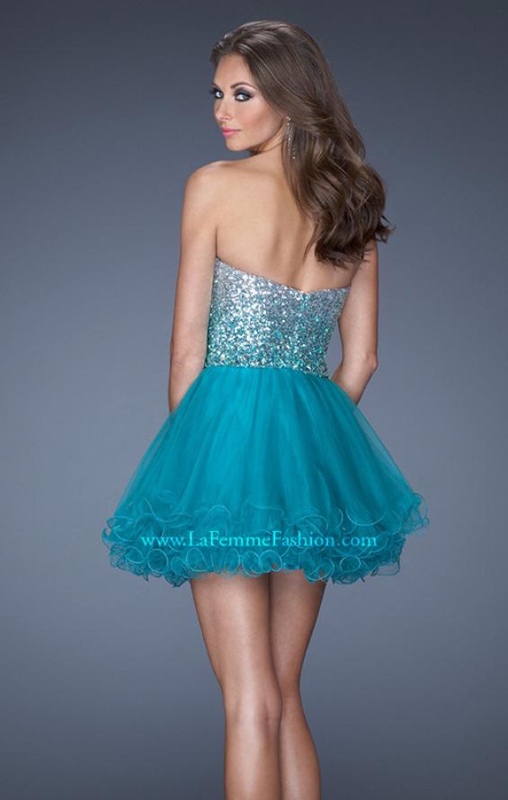 Picture of: Strapless A-line Short Dress with Ombre Sequin Bodice in Blue, Style: 19451, Back Picture