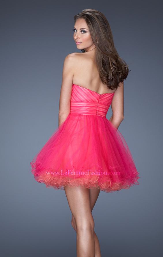 Picture of: Strapless Short Prom Dress with Two Toned Tulle in Pink, Style: 19461, Back Picture