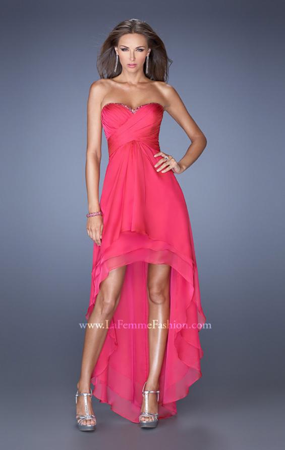 Picture of: Strapless High Low Prom Dress with Tiered Skirt in Pink, Style: 19471, Main Picture