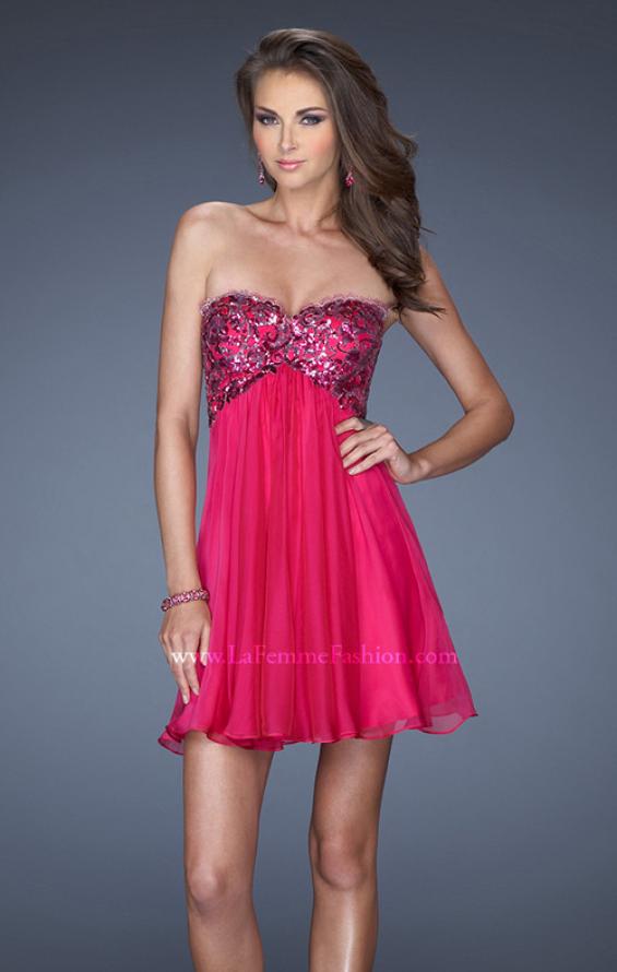 Picture of: Strapless Short Dress with Sequin Lace Bodice in Pink, Style: 19477, Main Picture