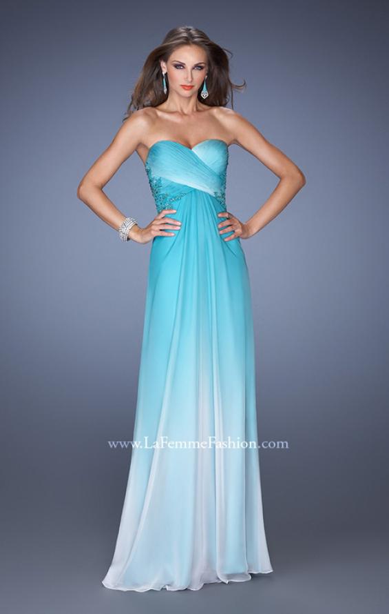 Picture of: Long Strapless Ombre Prom Dress with Embellished Lace in Blue, Style: 19549, Main Picture
