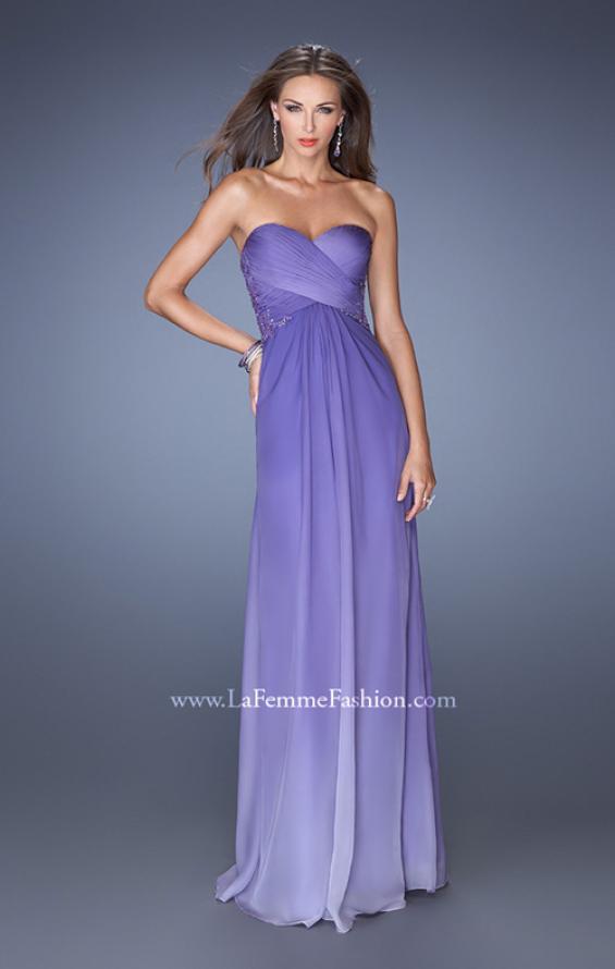 Picture of: Long Strapless Ombre Prom Dress with Embellished Lace in Purple, Style: 19549, Detail Picture 2