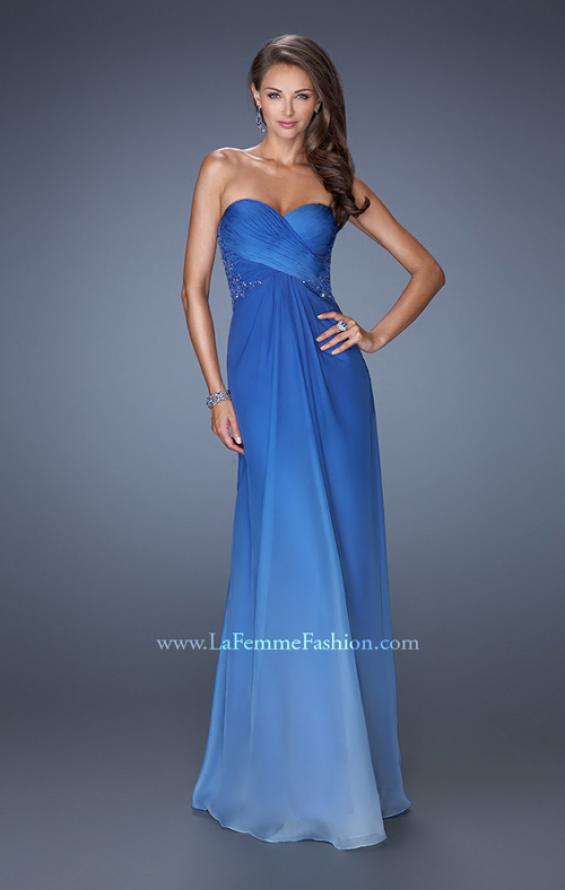 Picture of: Long Strapless Ombre Prom Dress with Embellished Lace in Blue, Style: 19549, Detail Picture 3