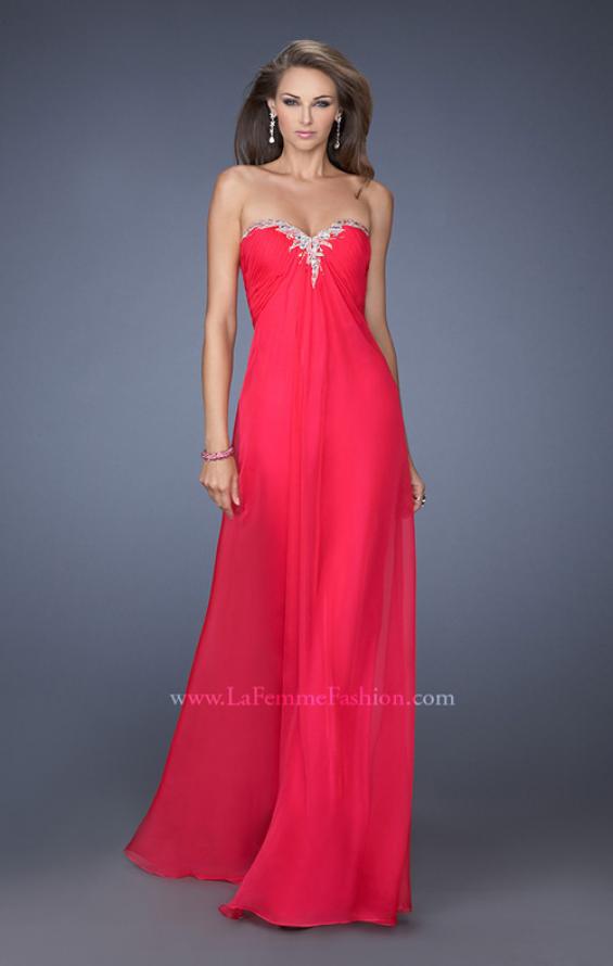 Picture of: Strapless Chiffon Prom Dress Pleated Bodice in Pink, Style: 19566, Main Picture