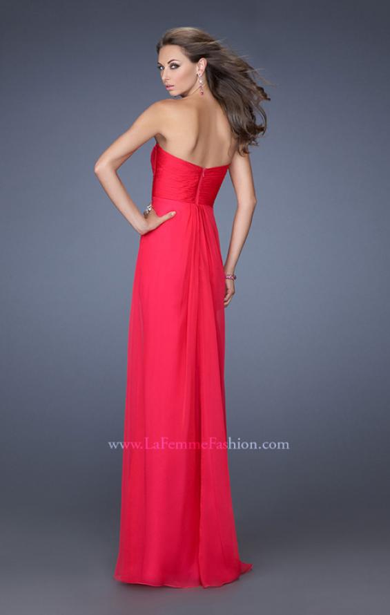 Picture of: Strapless Chiffon Prom Dress Pleated Bodice in Pink, Style: 19566, Back Picture