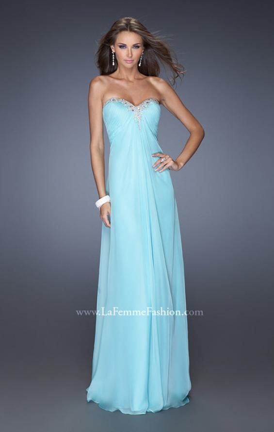 Picture of: Strapless Chiffon Prom Dress Pleated Bodice in Blue, Style: 19566, Detail Picture 2