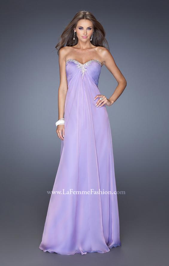 Picture of: Strapless Chiffon Prom Dress Pleated Bodice in Purple, Style: 19566, Detail Picture 3