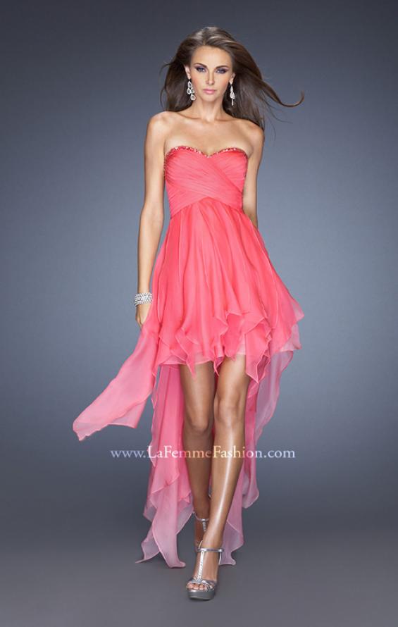 Picture of: High Low Ombre Prom Dress with Bejeweled Trim in Pink, Style: 19634, Detail Picture 1