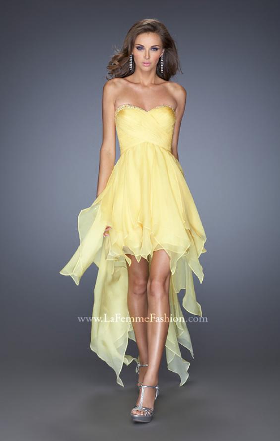 Picture of: High Low Ombre Prom Dress with Bejeweled Trim in Yellow, Style: 19634, Detail Picture 2