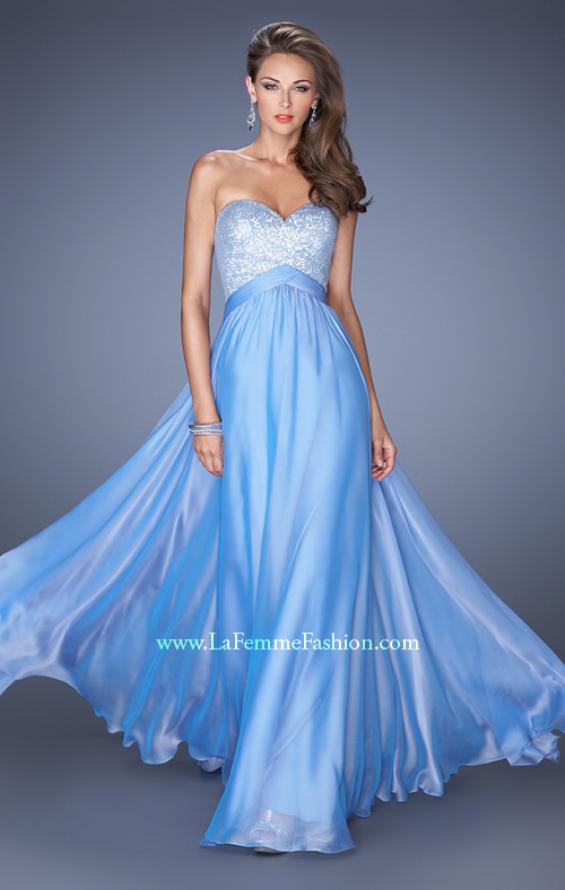 Picture of: Long Chiffon Prom Dress with Sweetheart Sequined Bodice in Blue, Style: 19641, Main Picture