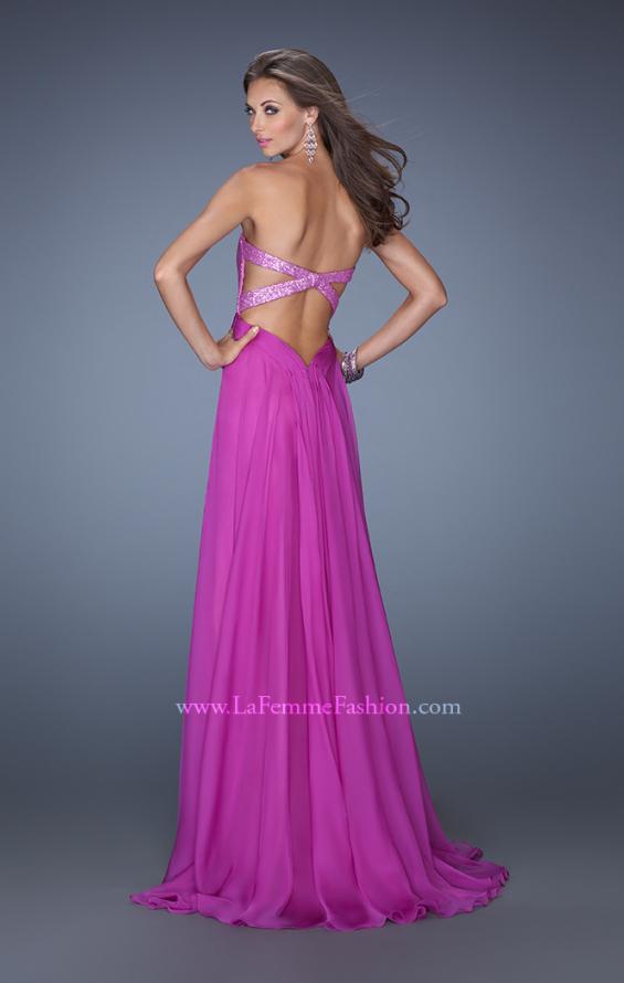 Picture of: Long Chiffon Prom Dress with Sweetheart Sequined Bodice in Purple, Style: 19641, Back Picture