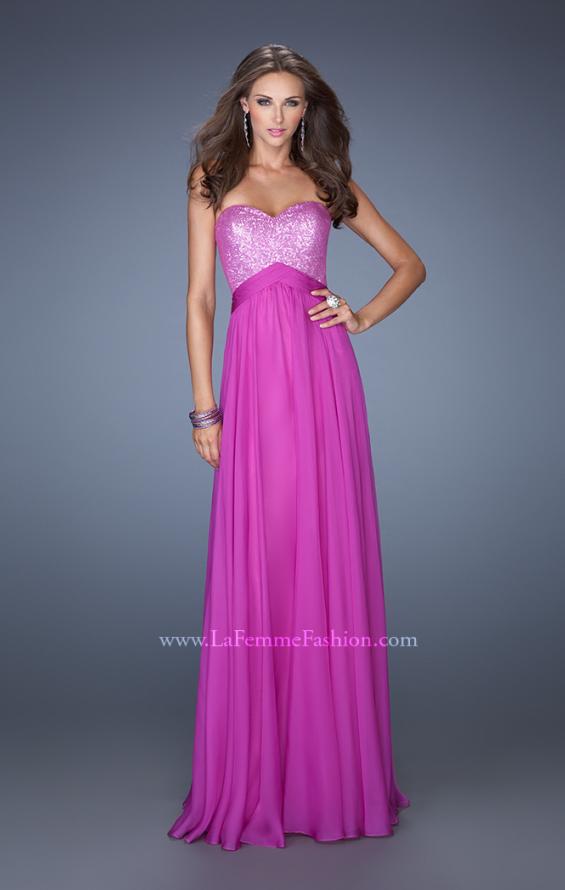 Picture of: Long Chiffon Prom Dress with Sweetheart Sequined Bodice in Purple, Style: 19641, Detail Picture 5