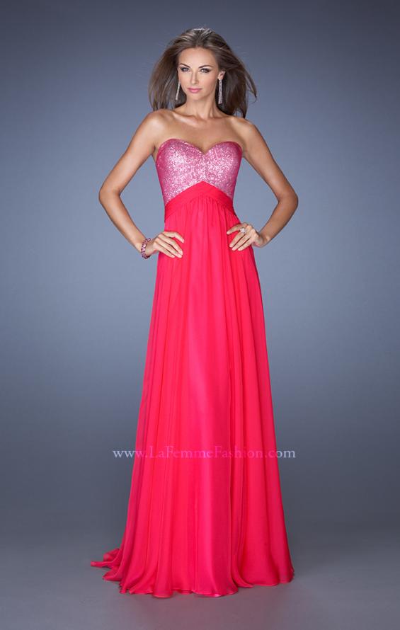 Picture of: Long Chiffon Prom Dress with Sweetheart Sequined Bodice in Pink, Style: 19641, Detail Picture 6