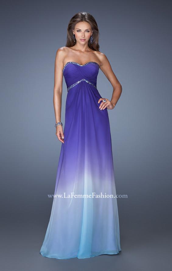 Picture of: Strapless Ombre Long Prom Dress with Beaded Details in Purple, Style: 19652, Detail Picture 1