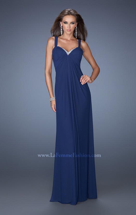 Picture of: Jersey Prom Dress with Pleated Bodice and Sparkling Trim in Blue, Style: 19704, Detail Picture 2
