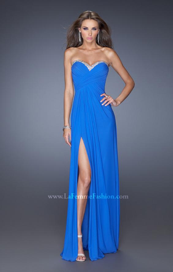 Picture of: Strapless Long Prom Dress with Beaded Trim on the Bodice in Blue, Style: 19731, Main Picture
