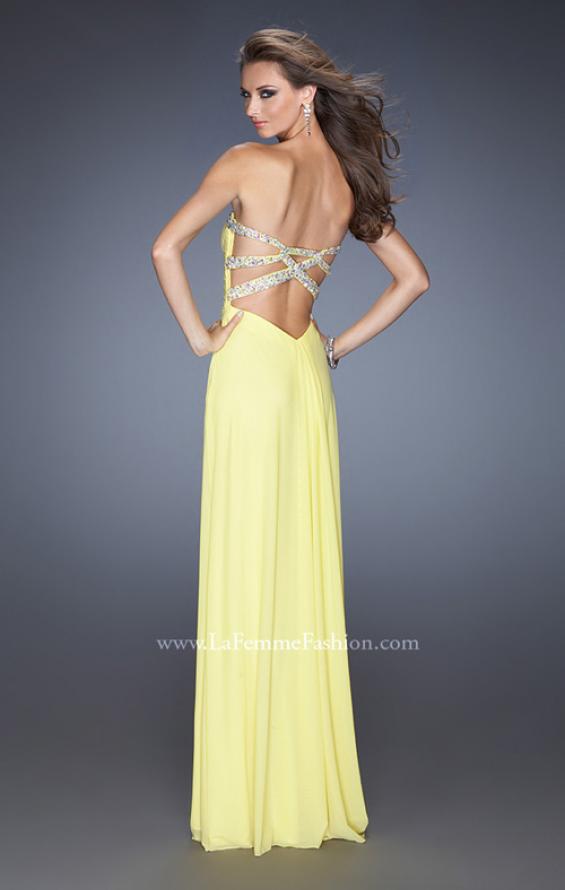 Picture of: Strapless Long Prom Dress with Beaded Trim on the Bodice in Yellow, Style: 19731, Back Picture