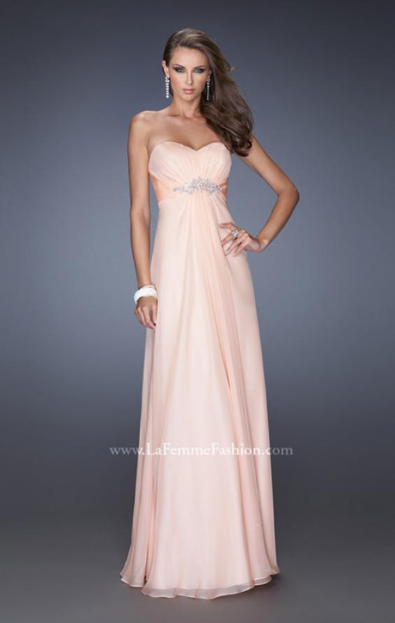 Picture of: Long Strapless Chiffon Prom Gown with Beaded Embroidery in Orange, Style: 19759, Main Picture