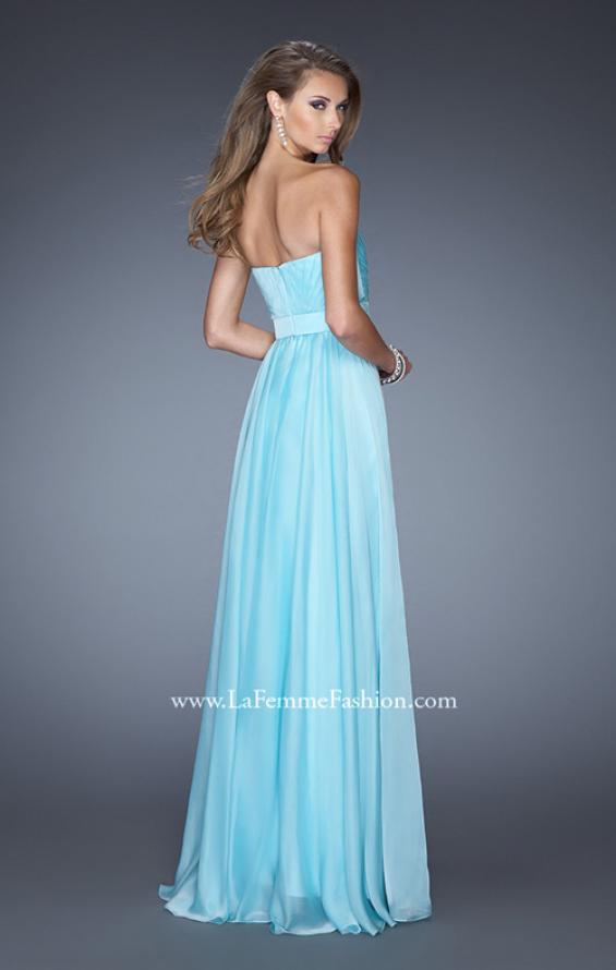 Picture of: Sweetheart Strapless Chiffon Prom Gown with Beaded Belt in Blue, Style: 19760, Back Picture