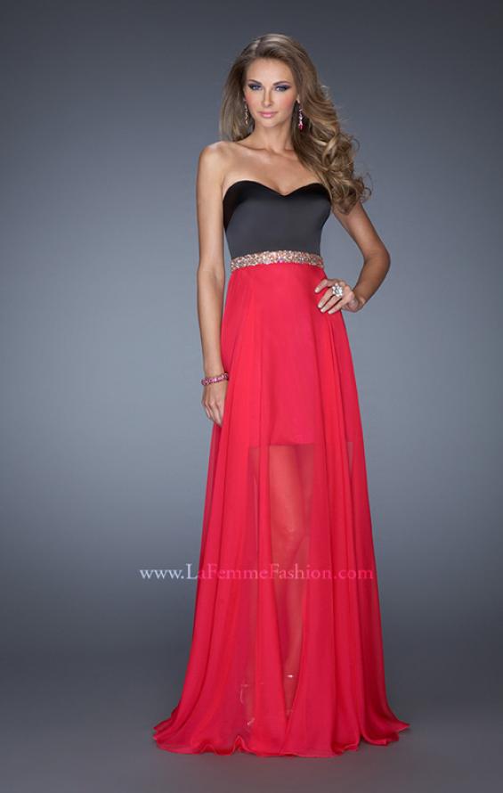 Picture of: Strapless Prom Dress with Attached Long Chiffon Overlay in Pink, Style: 19766, Detail Picture 1