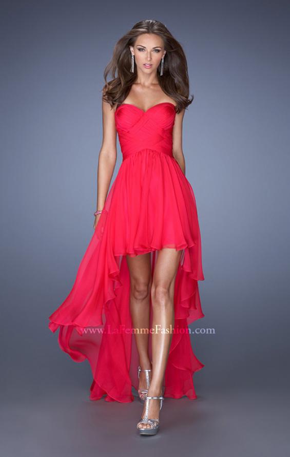 Picture of: High Low Sweetheart Strapless Chiffon Prom Dress in Pink, Style: 19791, Main Picture